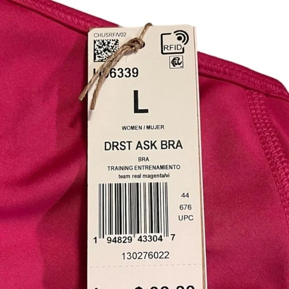 Adidas Don't Rest Alphaskin Sports Bra - Large Racerback Bright Pink - Picture 6 of 6